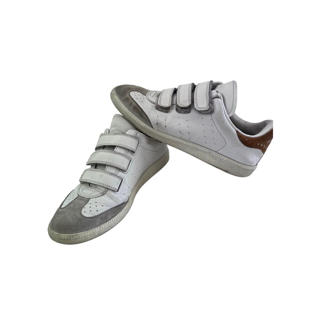 Isabel Marant Sneaker White Brown Suede Studded Size 39 AS IS READ